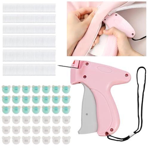 Youery Stitchy Quick Clothing Fixer, Schnelles Fixiergerät für Kleidung, Micro stitchy Pistole Gun mit 200 Bärenschnallen und 1100 Plastiknadeln, Mikro-Tagging-Stichwerkzeug für Kleidung