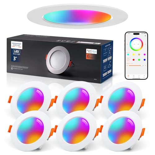 VARICART LED Einbaustrahler 230V RGB Alexa, Smart LED Spot Flach Bluetooth 7W 2700K-6000K, LED Einbaustrahler Dimmbar Farbig 6er Set, IP44 68mm Einbauleuchten APP Steuerung, Farben Spots Deckenspots