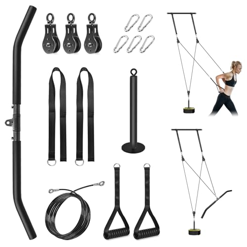 FASPUP Kabelzug Fitness Kabelsystem Latzug Fitness Bizeps Rücken Trainingsgerät Zuhause Kabelzug Pulley System Latzugmaschine Kabelturm Training Equipment (Set mit Latzugstange, Griff)