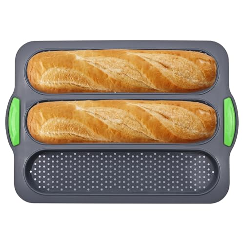 Hochwertige Baguette-Backform aus Silikon, speziell zum Ausrollen von Brot, Baguettes, Hotdogs usw. entwickelt. Das einzigartige Wellenrillendesign eignet sich perfekt zum Backen von Baguetteblechen