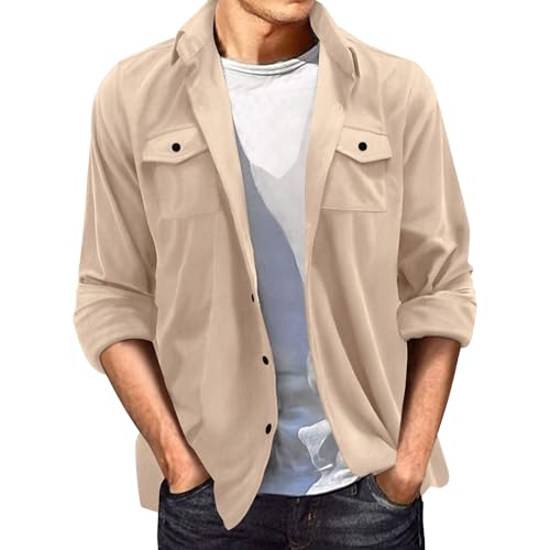 SRZYMJ Lederjacke Herren Khaki Lederjacke Herren Lang Winter Wollmantel Herren Zipper Sweatshirt Herren Skijacke Outdoor Jacken Für Herren L Winter Sweatshirt Kapuzenjacke