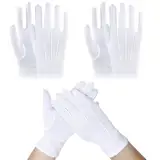 LUFFLOK 3 Paare Weiße Handschuhe, Genähte Weiße Handschuhe für Herren und Damen, Weiche Handschuhe, Weiße Handschuhe für Hochzeitskleid-Handhabung, Festkleidung und Schmuck (3 Paare)
