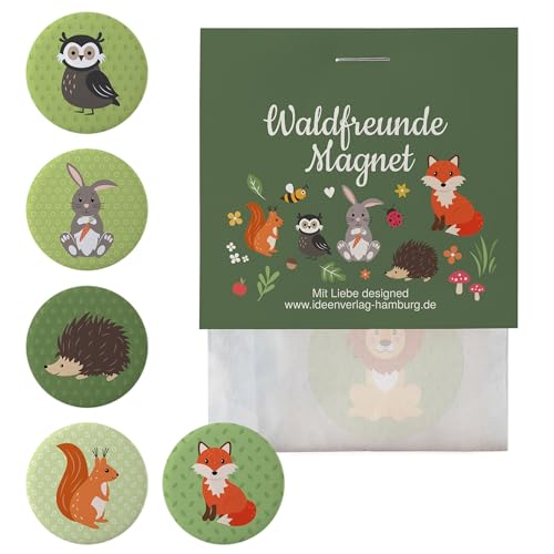 10x Waldtiere Deko-Magnete / 38mm matt/Magnete als Mitgebsel Kindergeburtstag Waldtiere / Glücksbringer Kinder/Waldtiere Geburtstag Mitgebsel Kinder Geschenke Kindergeburtstag Waldtiere