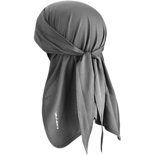 YANIKY Bandana Herren - Atmungsaktiv Kopftuch Sommer Durag, Face Kopf-&Nackenschutz Bandana Cap Damen Multifunktionstuch 3 in 1 Elastisch Halstuch Sport Kopftuch (Grau)