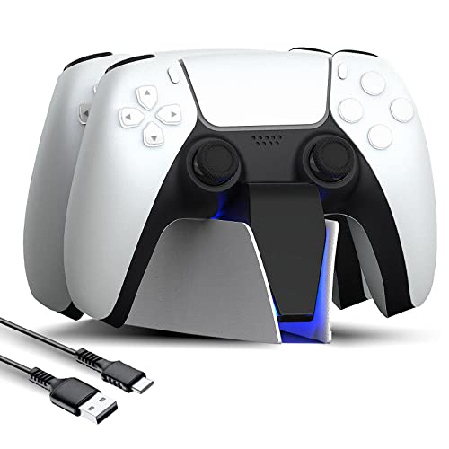 PS5 Controller Ladestation,PS5 Dual Sense-Controller 2.5 Std Schnelllade mit LED-Ladestatusanzeige,Unterstützt Zwei Griffe zum gleichzeitigen Aufladen