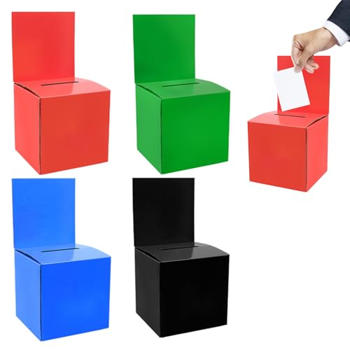 LTHERMELK 4 Stück Wahlurne Glänzende Kartonschachteln mit Schlitz Charity-Boxen Vorschlagsbox mit abnehmbarem Kopfteil Tombola Spendenboxen für Fundraising Sammeln Abstimmen (15 x 15 x 15cm)