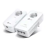 TP-Link WLAN Powerline Adapter Set TL-WPA8631P KIT(Dualband 1200Mbit/s, AV1300 , Steckdose, Wifi Clone, MU-MIMO, 4 Gigabit Ports, Plug&Play, ideal für HD-Streaming, App Kontrolle)weiß