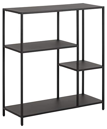 AC Design Furniture Norbert Asymmetrisches Doppel-Bücherregal mit 3 Ablagen, B: 79,5 x H: 86 x T: 30 cm, Schwarz, Metall, 1 Stk.