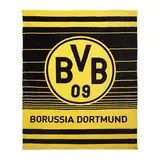 Borussia Dortmund BVB Fleecedecke Streifen - schwarzgelb - 200x150 cm - 100% Polyester