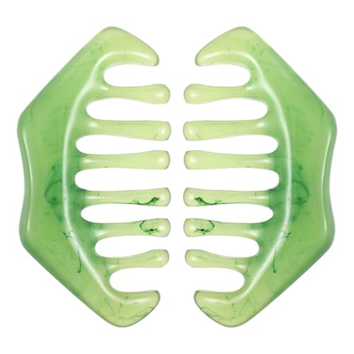 Piriuuo 2 Stück Jadestein Gua Sha Kamm, Massagekamm Gua Sha Werkzeug zum Schaben Natürliche Jade Guasha Board Traditionelle Massagewerkzeuge für Kopfhaut, Kopfhaar, Gesicht