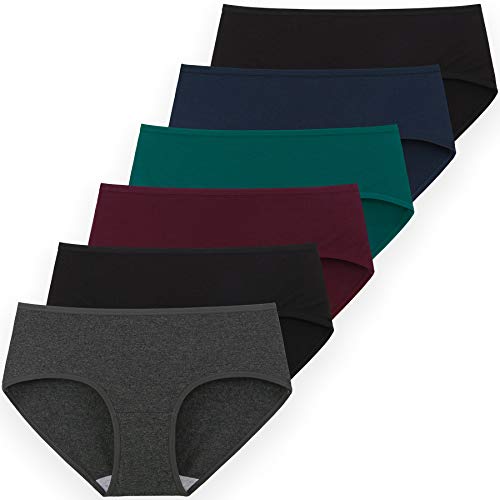 INNERSY Damen Unterwäsche Weich Baumwolle Unterhosen Bequem Hipster Slips 6er Pack (M/40 EU, Spätherbst)