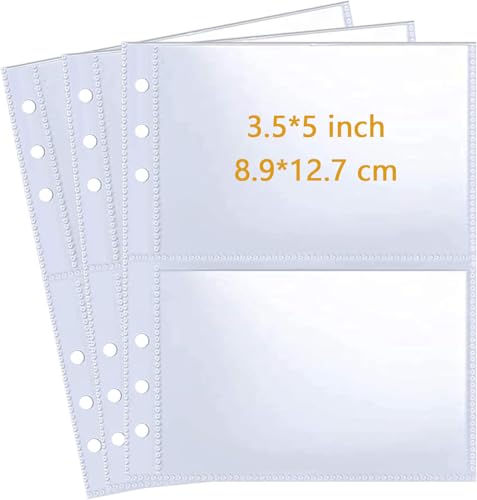 30 Pack 3.5x5" 120 Taschen für 6 Ringbinder, Ultra-Clear Foto-Hüllen, Double Sided 2 Pocket Photo Pages, Top Loading Photo Sheet Protector for Photos, Postcards, Seed Packets