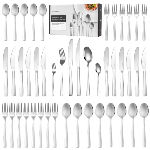 Deleca Edelstahl Besteckset 12 Personen Essential mit Steakmesser (72-teilig) - Spülmaschinenfest, Silberbesteck, Cutlery Set, Essbesteck, Besteck set 12 Personen - Tafelbesteck für Haus/Party