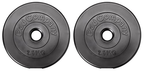 Bad Company Hantelscheiben 30/31 mm Kunststoff 2 x 2,5 kg I Gewicht 2,5kg Paarweise I Gewichte für Langhantel und Kurzhantel