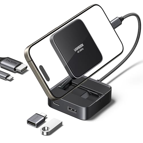 UGREEN Revodok Magnetische Dockingstation mit 4K@60Hz HDMI USB-C & USB-A, 100W PD Schnellladung USB C Hub USB C Adapter kompatibel mit iPhone 16/15 Serie, iPad Pro und mehr