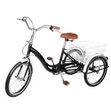 NadineDutol 20 Zoll 1-Gang-Erwachsenen-Dreirad, Senioren-Einkaufs-Dreirad, Cruising-City-Bike Premium-Klapprad geeignet für Outdoor-Sport, Shopping, Freizeit, geeignet für Männer Frauen