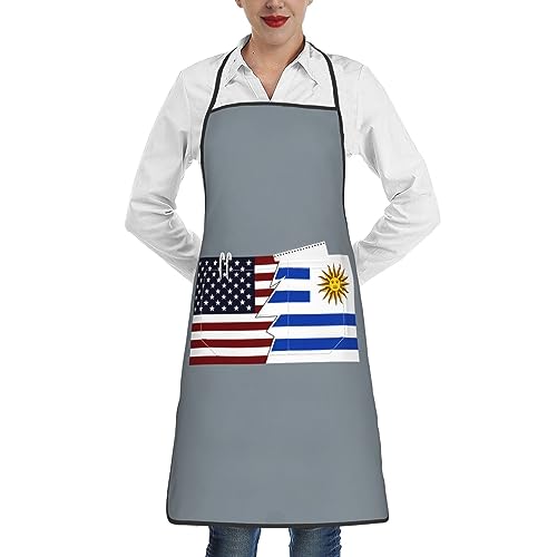Unisex Kochschürze, Zerrissene Amerikanische Und Uruguayische Flaggen, Malschürze Premium Backschürze, Schürzen, Damen, Gastronomie
