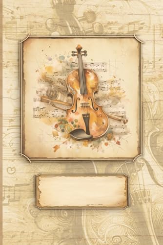 Notizbuch für Geigenspieler: Einzigartiges Notizheft im altmodischen Vintage-Stil || Inkl. Rätseln mit Fachbegriffen zum Thema "Musik" || Geschenk für ... Bratschisten, Musikstudenten, Geigenbauer