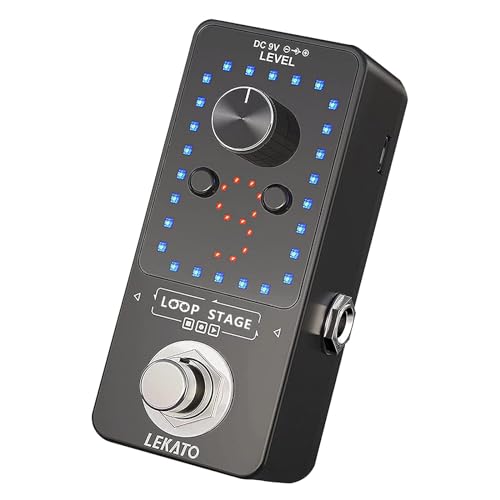 LEKATO Gitarre Loop Effektpedal mit 9 Schnallen Integrierte Stimmgerät Loop Station Max 40 Minuten Aufnahmezeit Elektrische Gitarre Looper für Bass-Tastatur