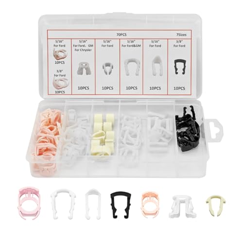 Bittwee 70 Stück Auto-Kraftstoffleitungs-Clips, Automobil-Nylon-Kraftstoffleitungsreparatur-Set, Kraftstoffschlauch-Halterungs-Clips, Ersatz 0,95 cm, 5/16 Zoll Kraftstoffleitungsklemme mit