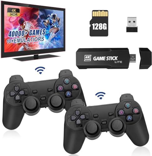 Retro Konsole,Handheld Retro Game Stick,Spielekonsole Wireless,Retro Game Console Integrierten 40000 Klassischen Spielen,Plug and Play Video Game Stick Built in Games (128G)