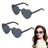 Herz Sonnenbrille,Hippie Sonnenbrille Schwarz 2 Stück,Herzbrille Festival Gadget,Sonnenbrille Herzform Party,Festival Brille,Witzige Herzbrillen,Herzsonnenbrille für Geburtstagsfeier, Halloween