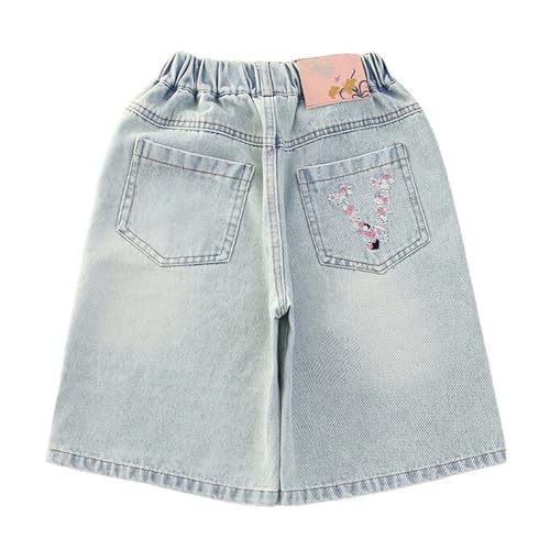 Generisch Shorts 152 Mädchen Mädchen Sommer Lose Mode Persönlichkeit Casual Dünne Denim Shorts Kinder Strampler (Blue, 12-14 Years)