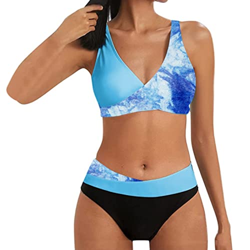 Generisch Damen Bikini Set U Ausschnitt Zierausschnitten Bikini Bademode Texturiert Low Waist High Cut Zweiteiliger Badeanzug Swimsuit Swimsuits for Women Bademode Damen High Waist