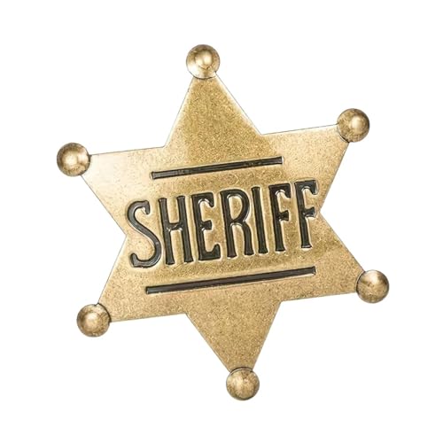 Sarini Brosche im Vintage-Stil mit Sheriff-Abzeichen, Hexagramm, Gedenk-Accessoire, Anstecknadel für Strafverfolgungsbehörden und Sammler