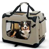 PET VIOLET Transportbox Hundebox Faltbar Katzenbox Hunde Tragetasche 70x52x50 cm, Beige