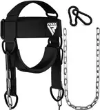 RDX Kopftrainer Männer Nackentrainer Hals mit Lang Stahl Kette Karabinerhaken verstellbar Neoprene gepolstert Head Harness Neck Training Gewichtheben Kraftsport Kampfsport Kopf Geschirr Krafttraining