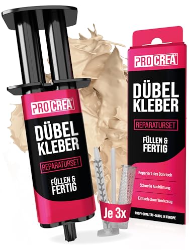 PROCREA® Flüssigdübel "Füllen & Fertig" [inkl. Zubehör] Extra starke & universelle Reparaturmasse zum Kleben, Füllen und als Bohrloch Retter - 2K Dübelkleber in Profi-Qualität - innen & außen