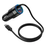 Zigarettenanzünder USB C Adapter, 48W 2 Ports Auto Handy Ladegerät 12V Schnell Kfz Ladegerät mit 1M Typ C Ladekabel für Samsung Galaxy S25 Ultra S24 S23 FE S22 S21 A14 A15 A16 A34 A35 A54 A55 5G A56