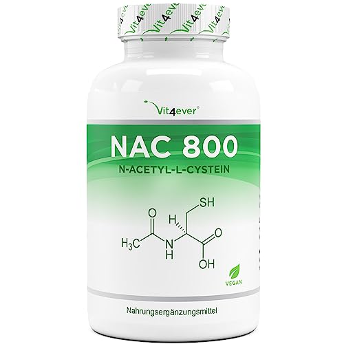 NAC - N-Acetyl L-Cystein 180 Kapseln mit je 800 mg - 6 Monatsvorrat - Laborgeprüft (Wirkstoffgehalt & Reinheit) - Vegan - Hochdosiert - Premium Qualität