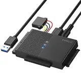 FIDECO IDE und SATA Adapter, USB 3.0 Festplatten Adapter mit Netzschalter, SATA und IDE Konverter für 2.5" und 3.5" HDD oder SSD, CD-ROM, CD-RW, DVD-RW Laufwerke