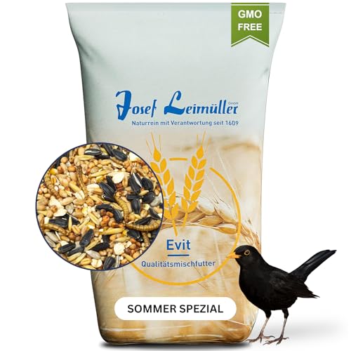 Leimüller Vogelfutter Wildvögel Ganzjährig 25kg (Sommer Spezial) - Wildvogelfutter mit Sonnenblumenkerne & Mehlwürmer - Streufutter für Wildvögel Staubfrei & ohne Zusatzstoffe