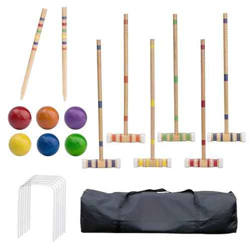 Generisch Krocket -Set für Erwachsene, Krocket -Set - 6 Spieler Yard -Spiele für Familien - Tragbare Outdoor -Aktivitäten, Holzsportset für Rasen, Hinterhof, Park