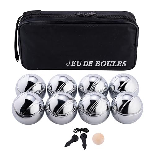 Engelhart - 010203 - Transporttasche mit 8 Boules Pétanque - Inklusive Distanzmesser - Praktische Tasche - Outdoor-Spiel - Metall-Boules und Holz-Cochonnet - Ab 6 Jahren