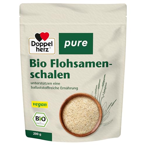 Doppelherz pure Bio Flohsamenschalen – geschmacksneutral – zur Unterstützung einer natürlichen Verdauung und der Darmgesundheit – 200 g