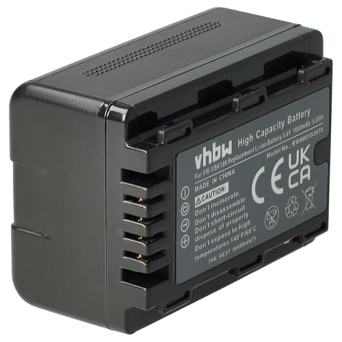 vhbw 1x Akku kompatibel mit Panasonic HC-V100M, HC-V500, HC-V500EG-K Videokamera Camcorder (1600 mAh, 3,6 V, Li-Ion) + Infochip