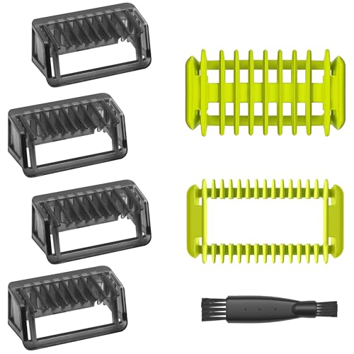 Kammaufsätze für Trimmer 1/2/3/5 mm, 4 Bartaufsätze, 1 Kamm, 1 Hautschutz, kompatibel mit OneBlade QP2515 QP2530 QP2630 QP2734 QP2830 QP6510 Phonillico®