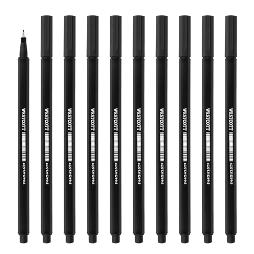 Westcott STORYLINER Fineliner schwarz 10 Stück | Premium Fineliner mit 0,4mm Strichstärke | Präzise Strichführung, metalleingefasste Spitze, schnelltrocknende Tinte auf Wasserbasis | E-737760 00