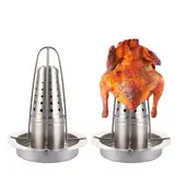 CYEER 2 Stück Hähnchen Ständer, Hähnchenbräter, Hähnchengrill, Hähnchenhalter, Hähnchenhalter Grill, Hähnchen Grill Ständer, Geflügelbräter mit Abtropfschale, Hähnchengriller für Grillabende im Freien