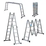 DIVID® Aluleiter 4,7 Meter | Leiter klappbar | Gelenkleiter 4 Stufen x 4 | Multifunktionsleiter belastbar bis 150Kg | Mehrzweckleiter | Klappleiter | Stehleiter ausziehbar | Teleskopleiter