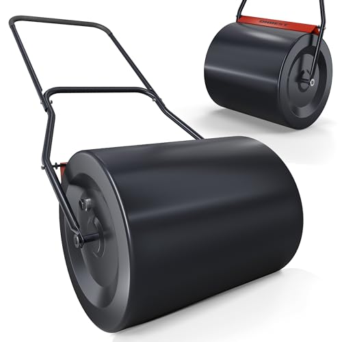ONBEST Profi Rasenwalze – 60 Liter – befüllbar mit Sand oder Wasser – Walze aus robustem Stahl – inkl. Premium Ablassschraube & Schmutzabweiser – perfekt fürs Rasen sähen