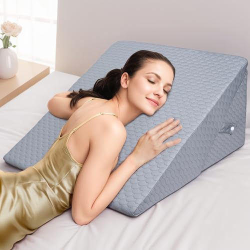 INFANZIA Verstellbares Keilkissen, Memory Schaum Lesekissen für Bett und Sofa, Ergonomisches Kopfkissen für Reflux Schlafapnoe, Beinkissen-Perfekt Rückenkissen beim Spielen, Lesen (Grau)