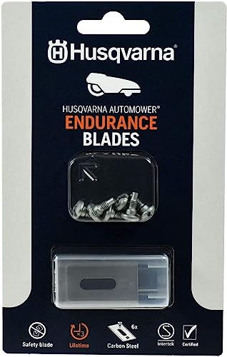 Husqvarna Automower Endurance Klingen | 6 Messer mit Schrauben | Langloch | Länger Haltbare Qualitätsmesser | passend für alle Husqvarna/Gardena/McCulloch Mähroboter