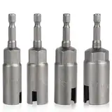 DBREAKS Stecknuss Set, 4 Stück 1/4 Zoll Sechskant Steckschlüssel Werkzeuge, 11mm&13mm&15mm&17mm Flügelmutter Schraubendreher Set, Adapter Bitsatz Steckschlüsselsatz, Anschrauben Schraubenschlüssel