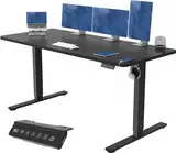 Devoko Höhenverstellbarer Schreibtisch mit USB-Buchse Schreibtisch Höhenverstellbar Elektrisch Steh-Sitz Verstellbarer Computertisch Stehpult Bürotisch Adjustable Desk,160x70cm,Schwarz