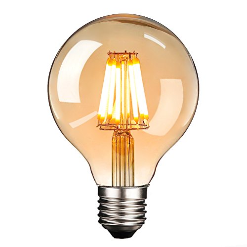 NUODIFAN LED Edison Glühbirne E27, Retro Glühbirne 8W Dimmbar Vintage Stil LED Filament Birne Lampe Amber Glas (800 Lumens, 2700K)